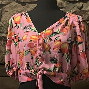 Joie Multicolor Floral Tie-Front Blouse